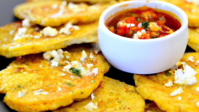summer corn cakes with salsa